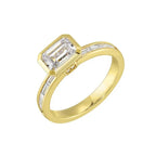 14Kt Yellow Semi Mount 1/2Ctw For 1Ct Emerald Cut Center