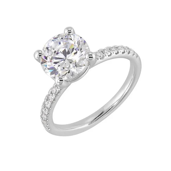 14Kt White Semi Mount 1/5Ctw For 2Ct Round Center