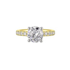 14Kt White Yellow Semi Mount 3/8Ctw For 2Ct Round Center