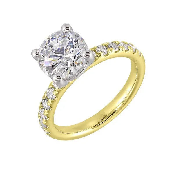 14Kt White Yellow Semi Mount 3/8Ctw For 2Ct Round Center