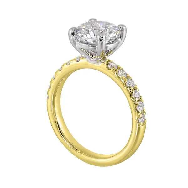 14Kt White Yellow Semi Mount 3/8Ctw For 2Ct Round Center