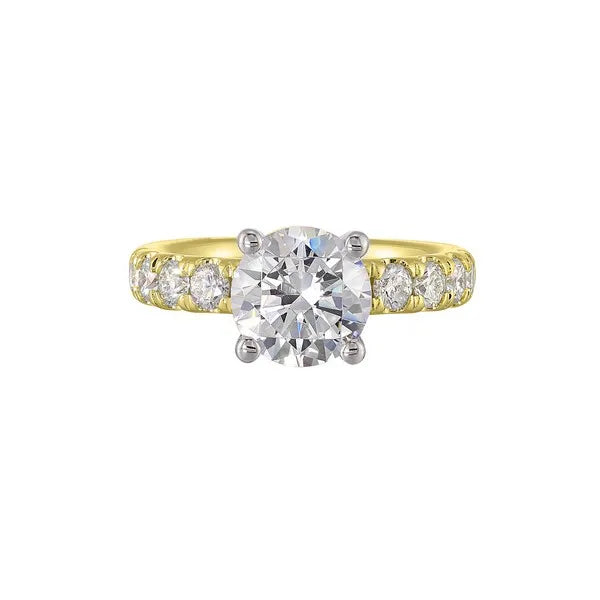 14Kt White Yellow Semi Mount 7/8Ctw For 2Ct Round Center