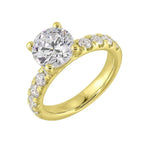 14Kt White Yellow Semi Mount 7/8Ctw For 2Ct Round Center