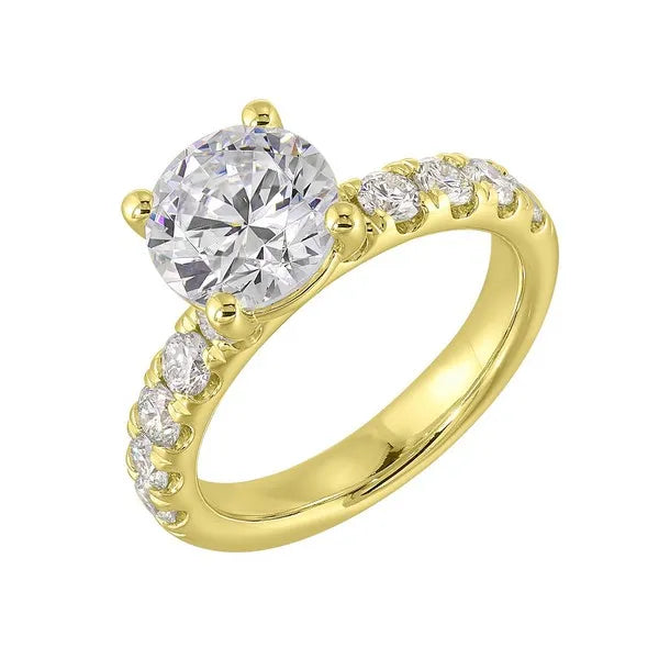 14Kt White Yellow Semi Mount 7/8Ctw For 2Ct Round Center