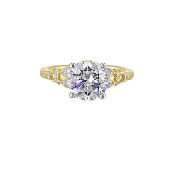 14Kt White Yellow Semi Mount 1/3Ctw For 2Ct Round Center
