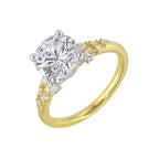 14Kt White Yellow Semi Mount 1/3Ctw For 2Ct Round Center