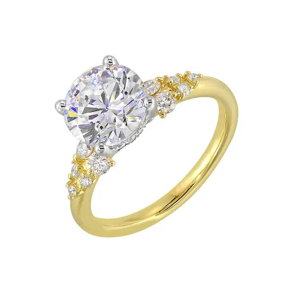 14Kt White Yellow Semi Mount 1/3Ctw For 2Ct Round Center