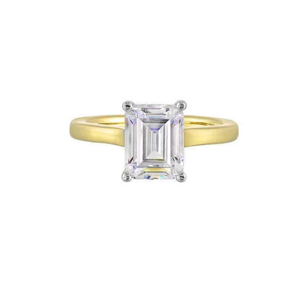 14Kt White Yellow Semi Mount 1/12Ctw For 2 1/2Ct Emerald Cut Center