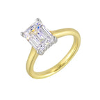 14Kt White Yellow Semi Mount 1/12Ctw For 2 1/2Ct Emerald Cut Center