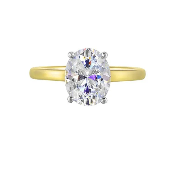14Kt White Yellow Semi Mount 1/15Ctw For 2Ct Oval Center