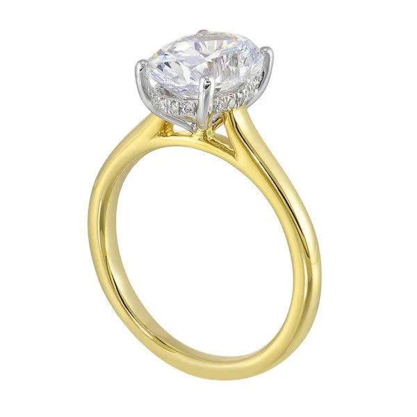 14Kt White Yellow Semi Mount 1/15Ctw For 2Ct Oval Center