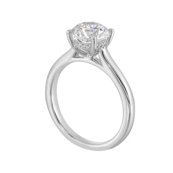 14Kt White Yellow Semi Mount 1/20Ctw For 1 1/2Ct Round Center