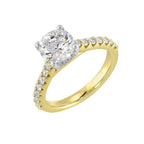 14Kt White Yellow Semi Mount 1/2Ctw For 1 1/2Ct Round Center