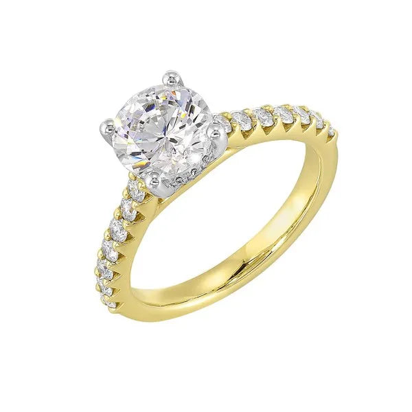 14Kt White Yellow Semi Mount 1/2Ctw For 1 1/2Ct Round Center