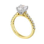 14Kt White Yellow Semi Mount 1/2Ctw For 1 1/2Ct Round Center