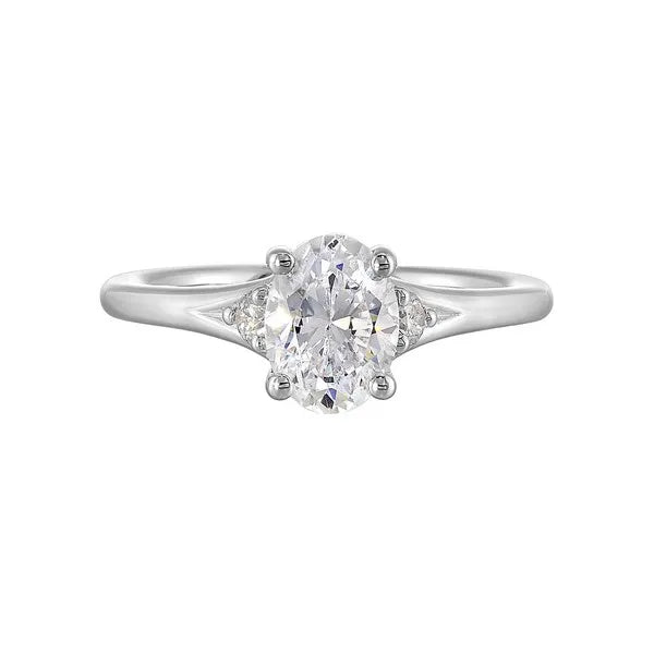 14Kt White Semi Mount 1/10Ctw For 1Ct Oval Center