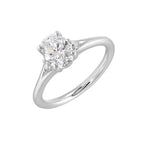 14Kt White Semi Mount 1/10Ctw For 1Ct Oval Center