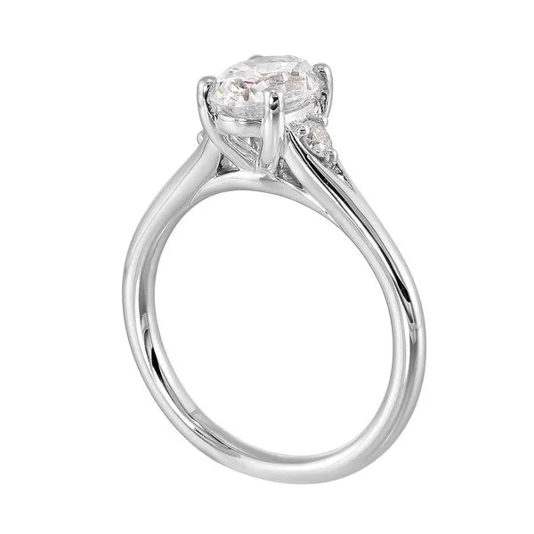 14Kt White Semi Mount 1/10Ctw For 1Ct Oval Center