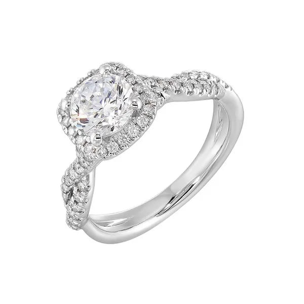 14Kt White Semi Mount 1/3Ctw For 1Ct Round Center
