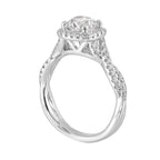 14Kt White Semi Mount 1/3Ctw For 1Ct Round Center