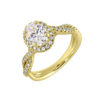 14Kt Yellow Semi Mount 3/8Ctw For 1Ct Oval Center