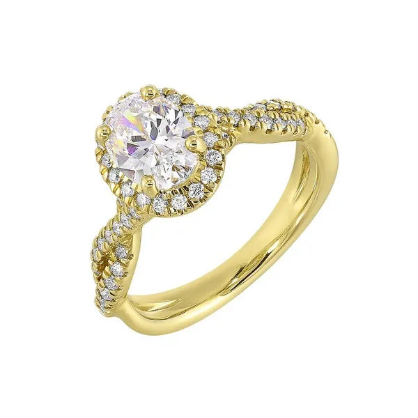 14Kt Yellow Semi Mount 3/8Ctw For 1Ct Oval Center