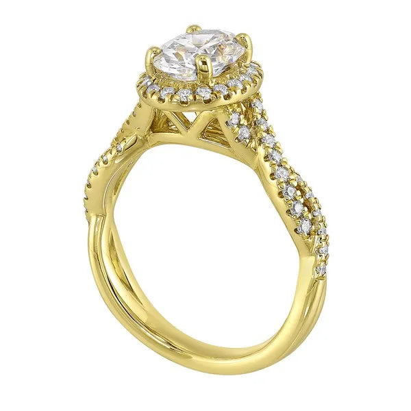 14Kt Yellow Semi Mount 3/8Ctw For 1Ct Oval Center