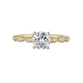 14Kt White Yellow Semi Mount 1/6Ctw For 1Ct Round Center