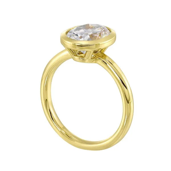 14Kt Yellow Semi Mount For 2 1/2Ct Oval Center