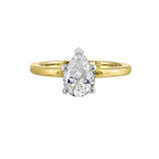 14Kt White Yellow Semi Mount 1/20Ctw For 1 1/2Ct Pear Center