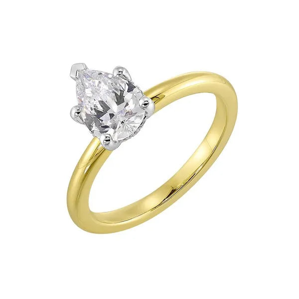 14Kt White Yellow Semi Mount 1/20Ctw For 1 1/2Ct Pear Center