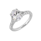 14Kt White Semi Mount 1/3Ctw For 2Ct Oval Center