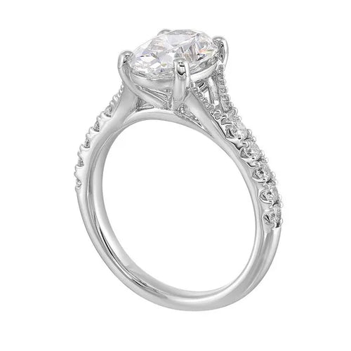 14Kt White Semi Mount 1/3Ctw For 2Ct Oval Center
