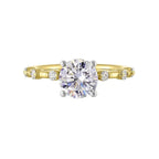 14Kt White Yellow Semi Mount 1/4Ctw For 1 1/2Ct Round Center