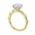 14Kt White Yellow Semi Mount 1/4Ctw For 1 1/2Ct Round Center