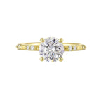 14Kt Yellow Semi Mount 1/6Ctw For 1 1/2Ct Round Center