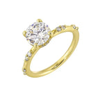 14Kt Yellow Semi Mount 1/6Ctw For 1 1/2Ct Round Center
