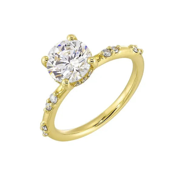 14Kt Yellow Semi Mount 1/6Ctw For 1 1/2Ct Round Center