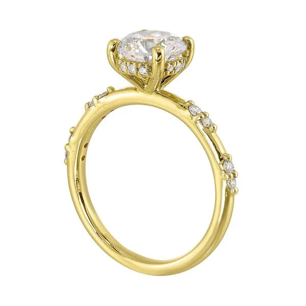 14Kt Yellow Semi Mount 1/6Ctw For 1 1/2Ct Round Center