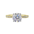 14Kt White Yellow Semi Mount 1/4Ctw For 2Ct Round Center