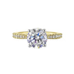 14Kt White Yellow Semi Mount 1/4Ctw For 2Ct Round Center