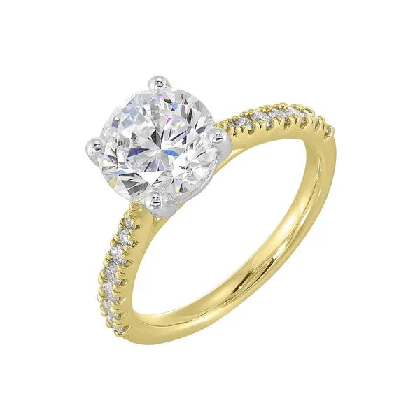 14Kt White Yellow Semi Mount 1/4Ctw For 2Ct Round Center