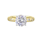 14Kt Whiite Yellow Semi Mount 1/10Ctw For 2Ct Round Center