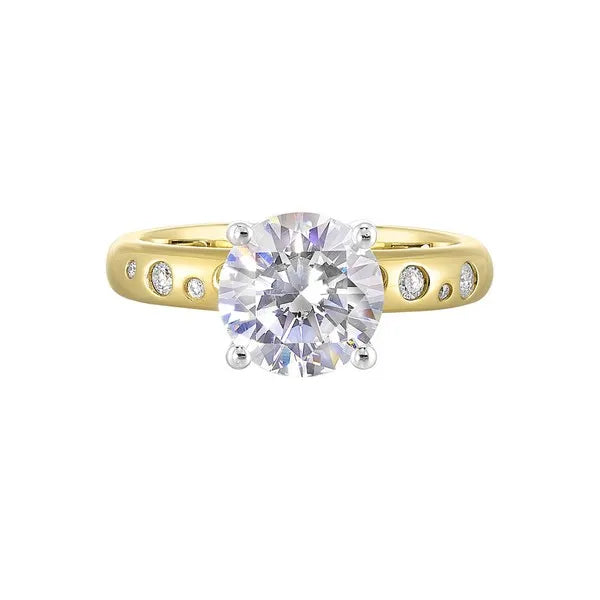 14Kt Whiite Yellow Semi Mount 1/10Ctw For 2Ct Round Center