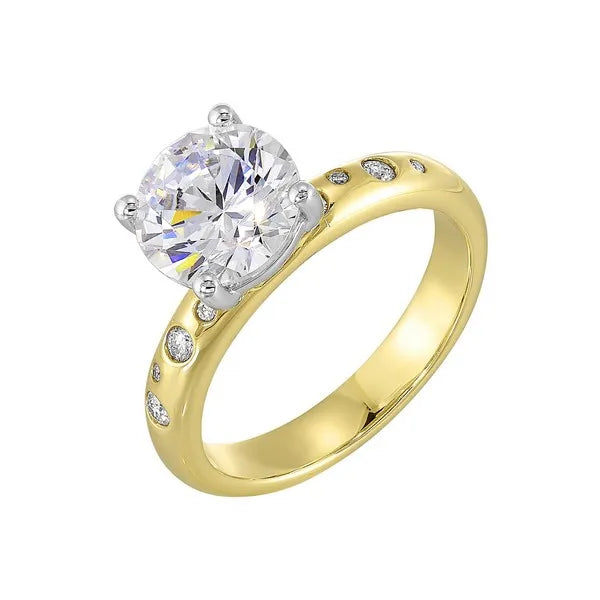 14Kt Whiite Yellow Semi Mount 1/10Ctw For 2Ct Round Center