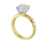 14Kt Whiite Yellow Semi Mount 1/10Ctw For 2Ct Round Center