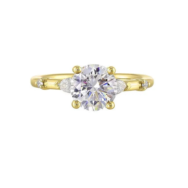 14Kt Yellow Semi Mount 1/5Ctw For 1 1/2Ct Round Center