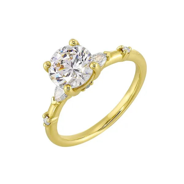 14Kt Yellow Semi Mount 1/5Ctw For 1 1/2Ct Round Center