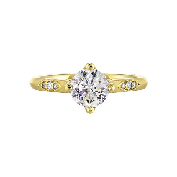 14Kt Yellow Semi Mount 1/20Ctw For 1Ct Round Center