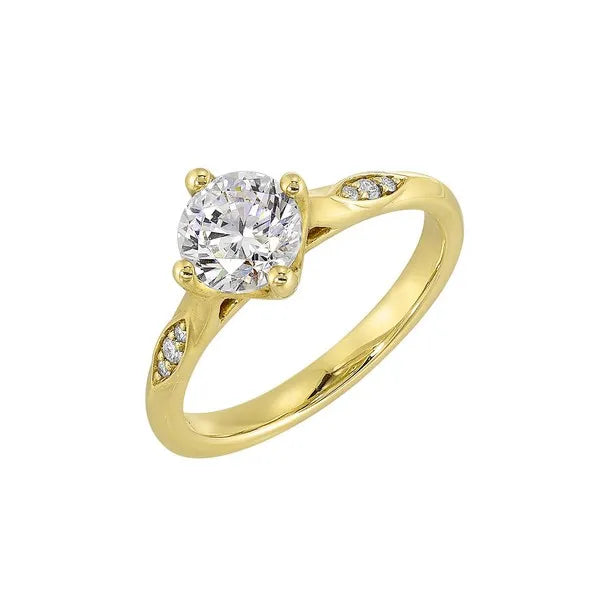 14Kt Yellow Semi Mount 1/20Ctw For 1Ct Round Center